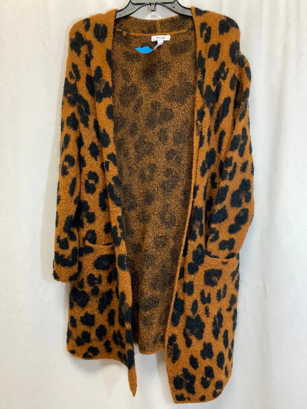 Sweater Cardigan By Nine West In Animal Print, Size: L