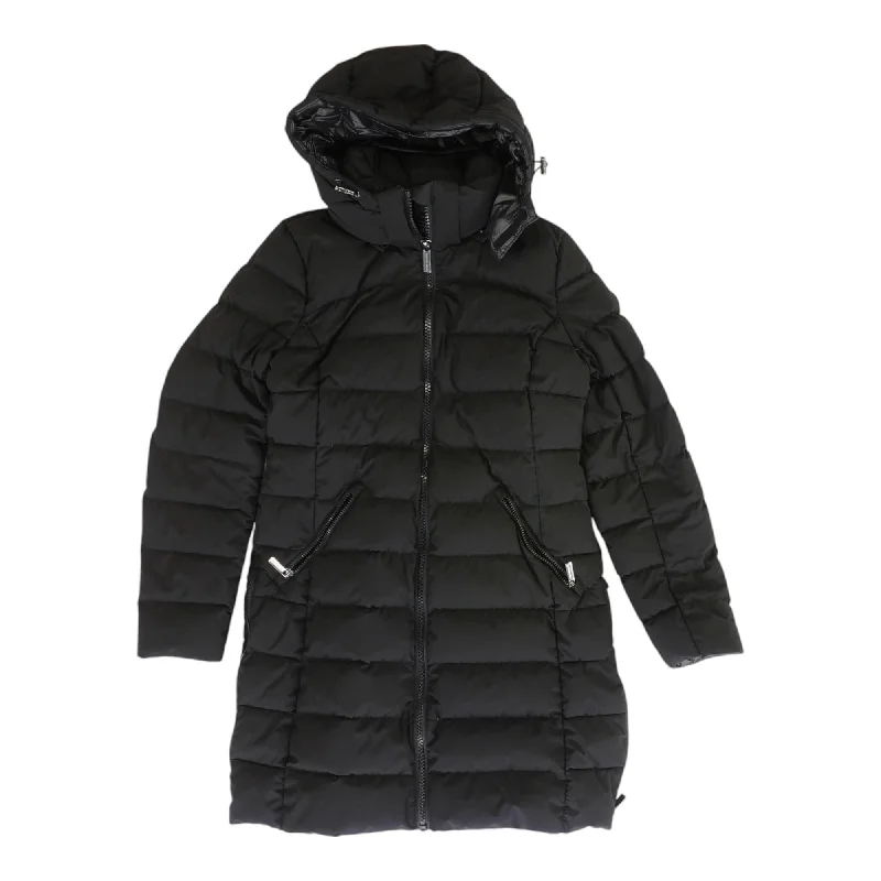 Black Solid Puffer Coat