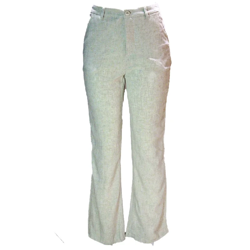 Ivory Linen Wide Leg Relaxed Trousers