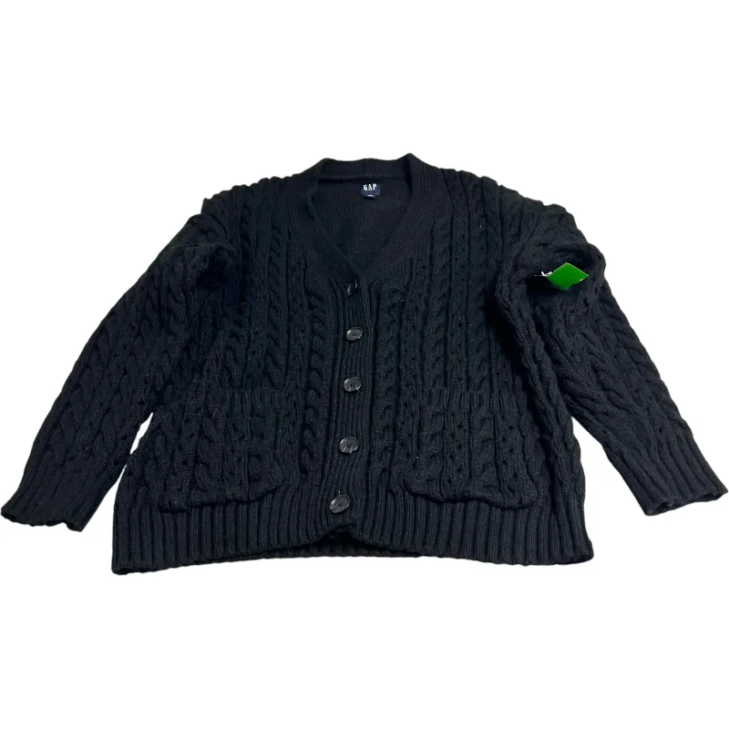 Sweater Cardigan By Gap In Black, Size: S