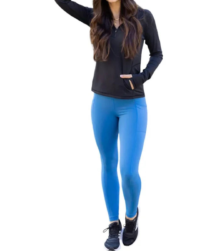 Best Squat Proof Pocket Leggings In Pacific Blue