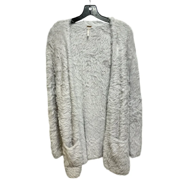 Fuzzy Sweater Cardigan By Free People In Grey, Size: M