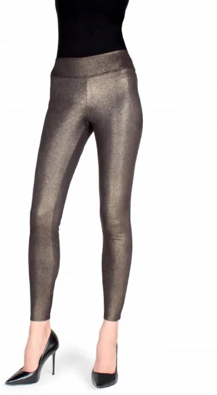 Metallic Sheen Shaping Legging In Black-Gold