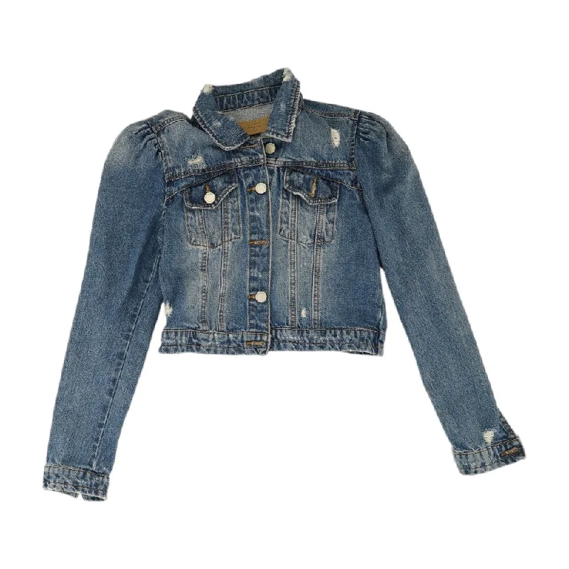 Blue Solid Denim Jacket