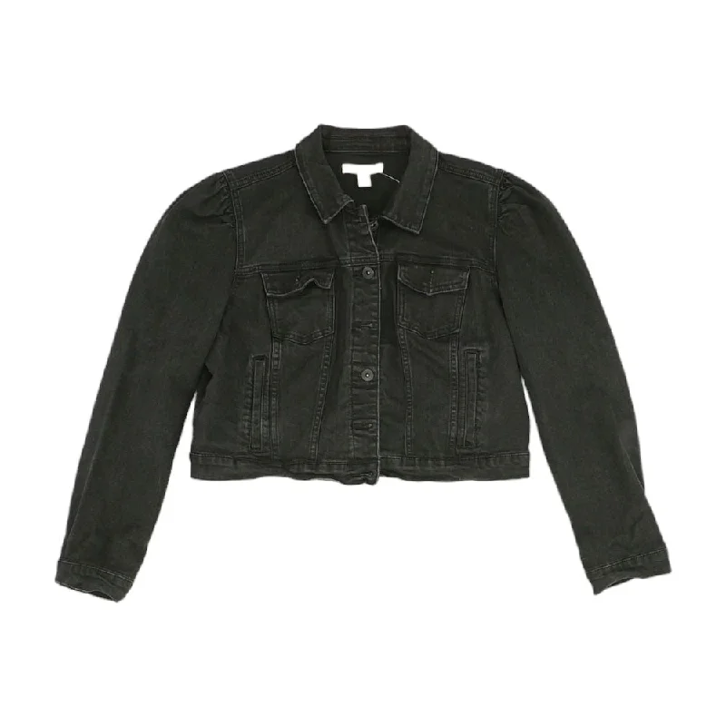 Black Solid Denim Jacket