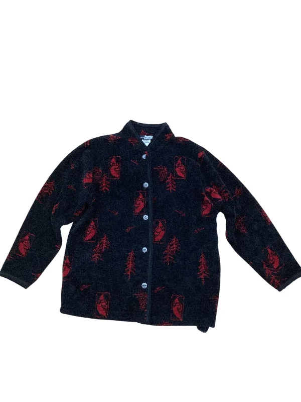 Cardigan By Clothes Mentor In Black & Red, Size: L