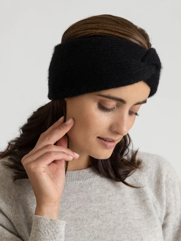 Cashmere head band "Freya" - black