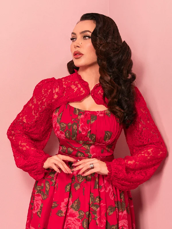 PRE-ORDER - Vintage Lace Bolero in Classic Red - Vixen by Micheline Pitt