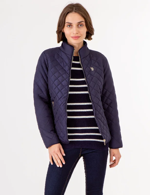 QUILTED SIDE KNIT MOTO JACKET