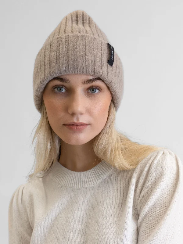 Cashmere beanie "Oda" - toast