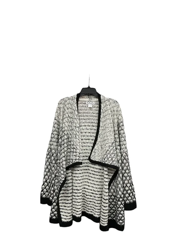 Sweater Cardigan By Clothes Mentor In Black & White, Size: Xxl