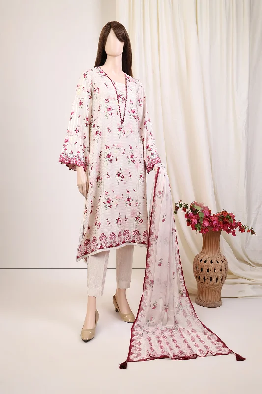 Unstitched Printed Zari Filament 3 Piece With Chiffon Dupatta