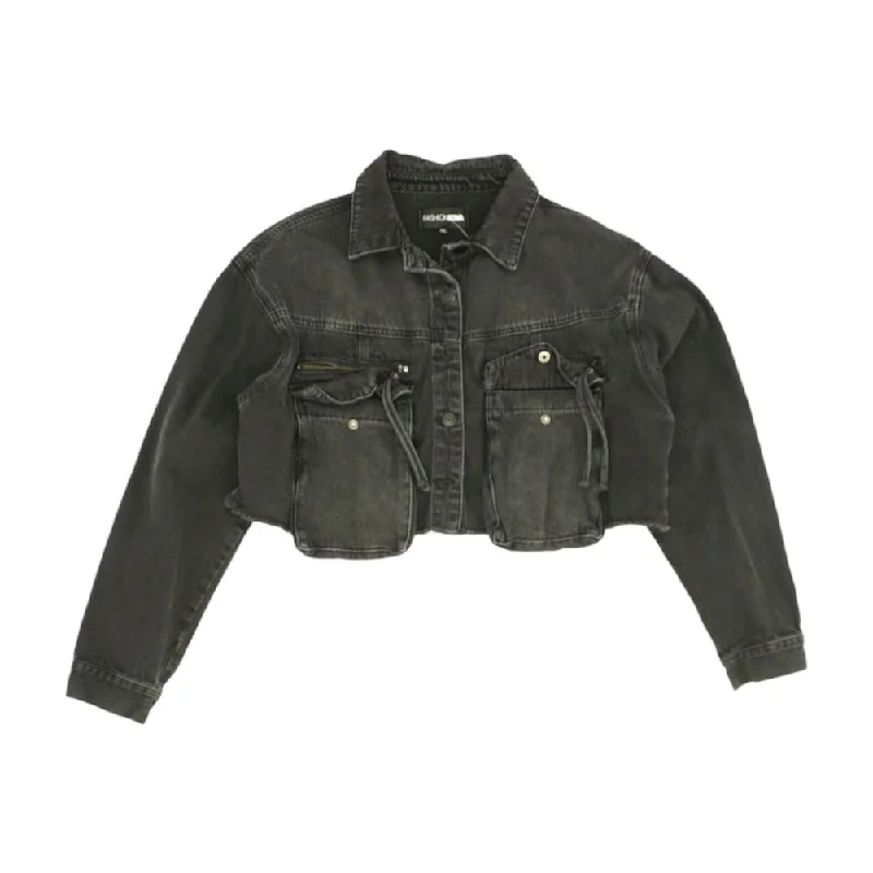 Black Solid Denim Jacket