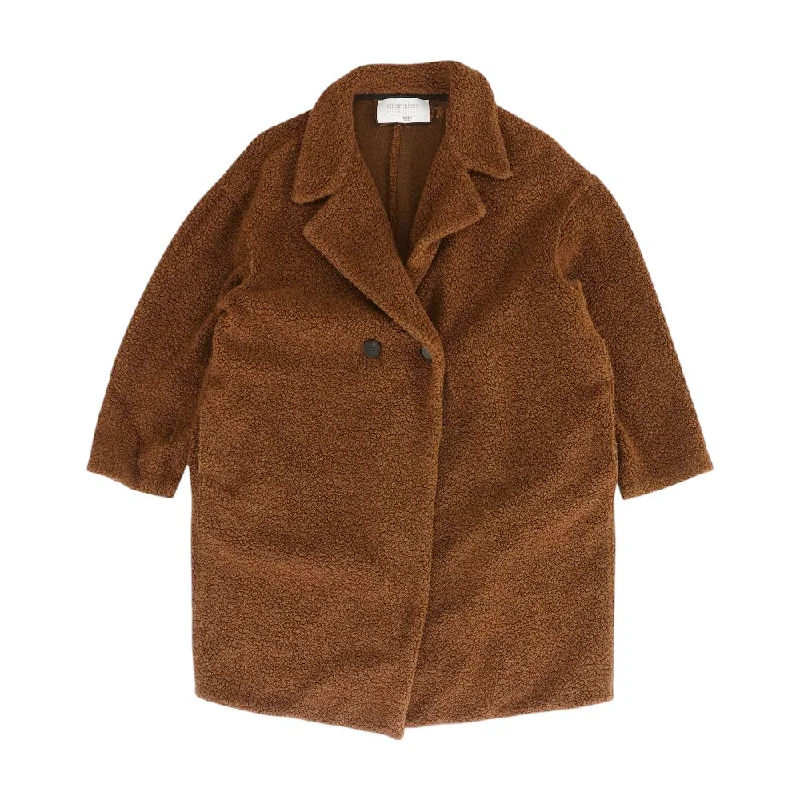 Brown Dropped Shoulder Coat Boucle