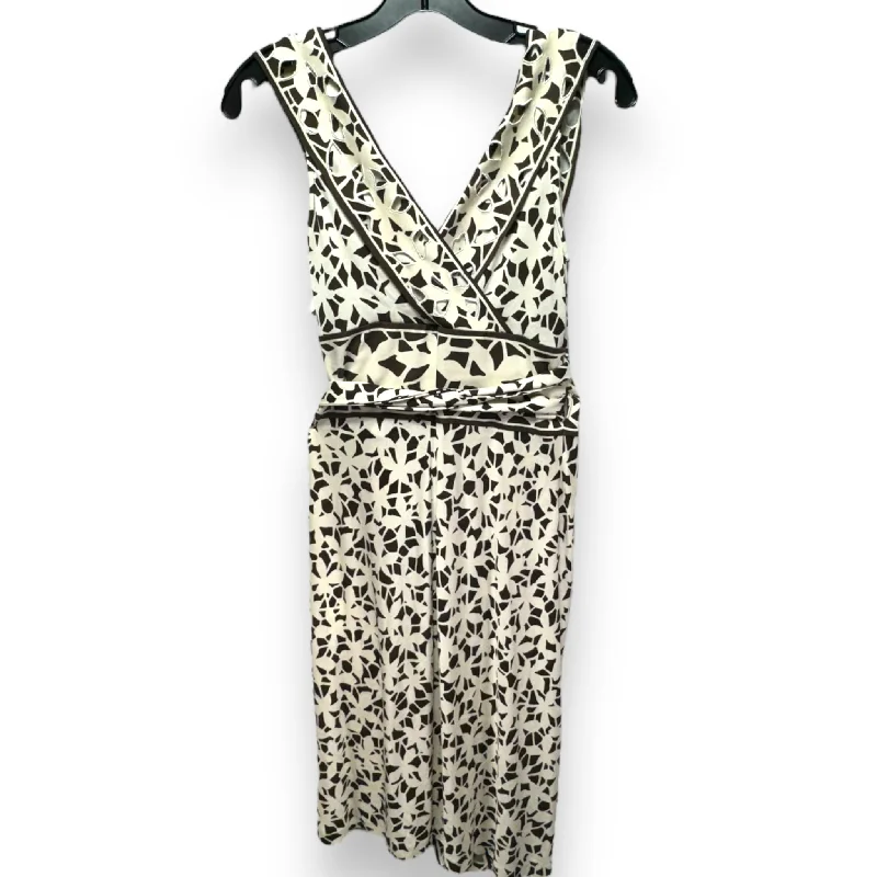 Willow Silk Sleeveless Wrap Dress Designer By Diane Von Furstenberg In Brown & Cream, Size: 4