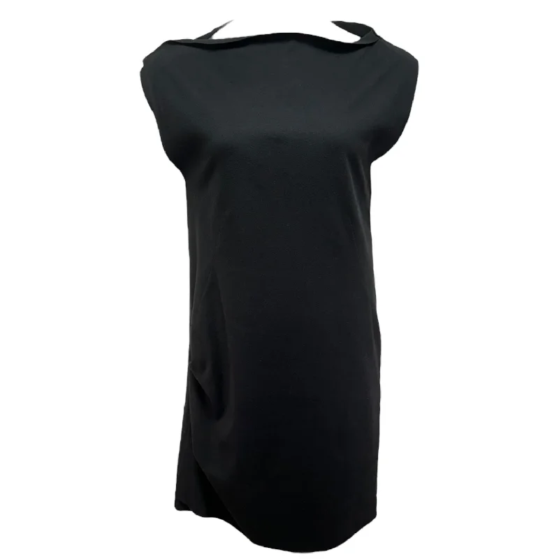 Gathered Bateau Neck Ruched Shift Dress Luxury Designer By Brunello Cucinelli In Black, Size: Xl