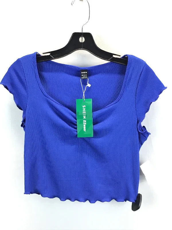 Blue Top Short Sleeve Shein, Size M