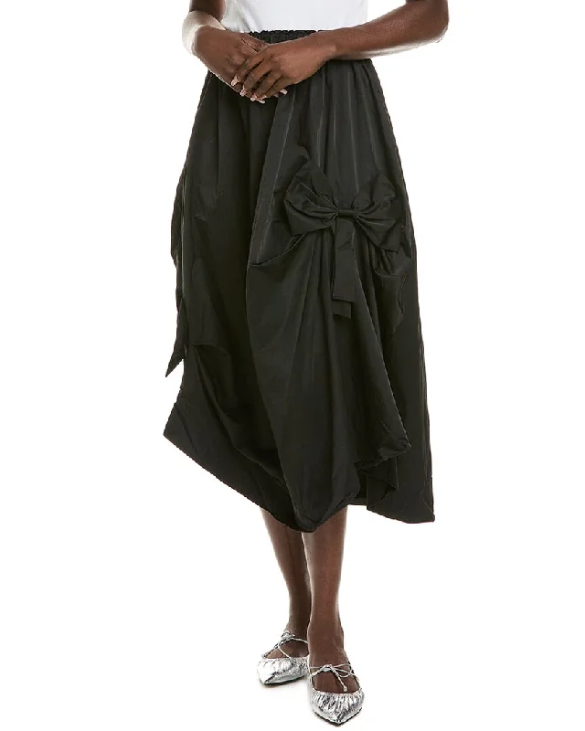 Gracia Smocked Bow-Tie Maxi Skirt