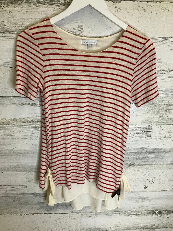 Red & Tan Top Short Sleeve Moa Moa, Size S