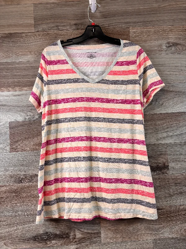 Striped Pattern Top Short Sleeve Basic Lane Bryant, Size Xl