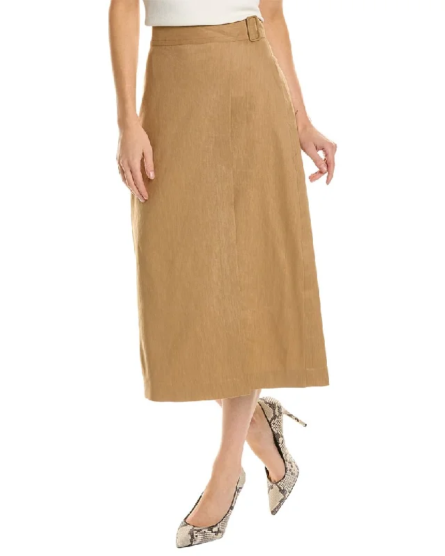 Vince Buckle Linen-Blend Skirt