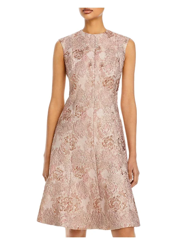 Womens Jacquard Metallic Cocktail and Party Dress