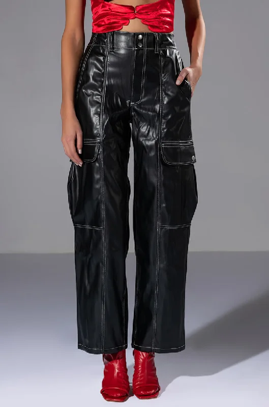 FASHIONABLY LATE FAUX LEATHER RELAXED FIT PANT