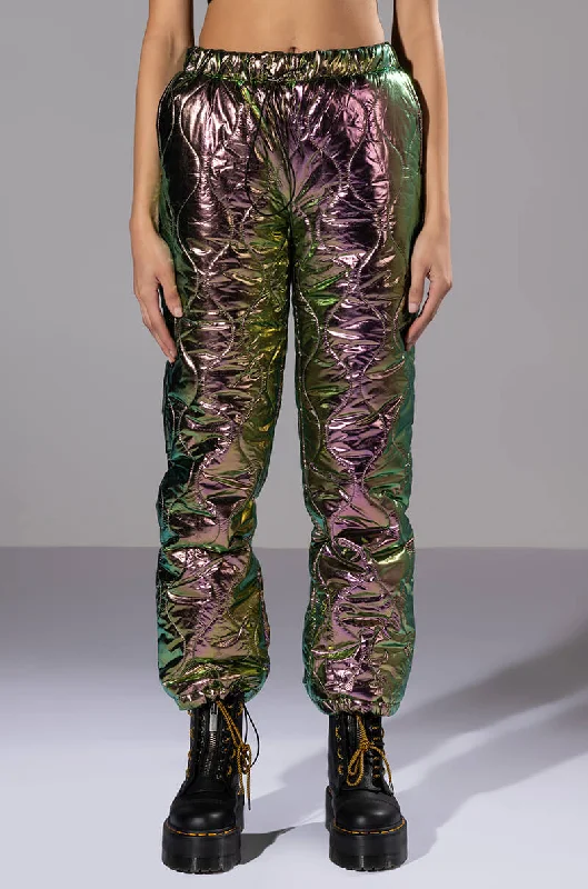 NOT A CARE METALLIC QUILTED PANT