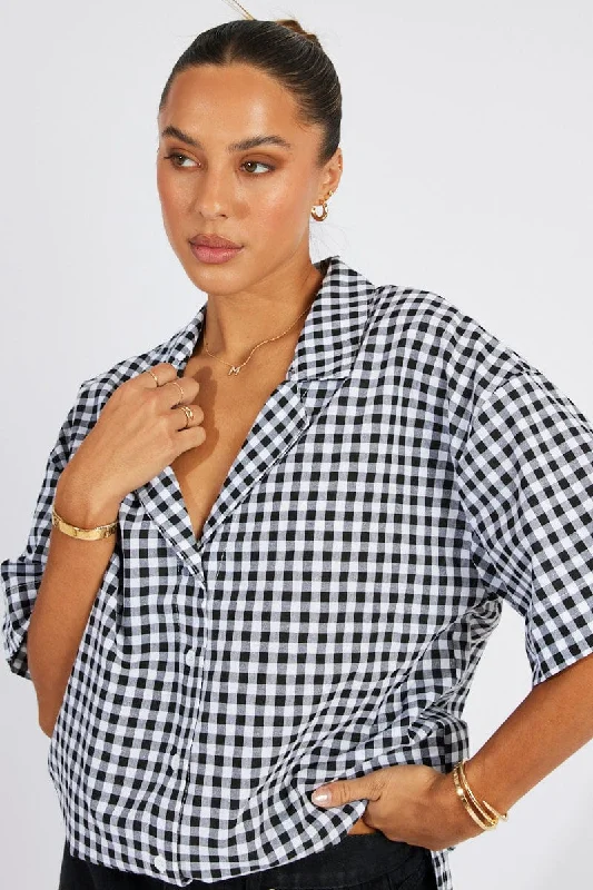 Black Check Shirt Short Sleeve