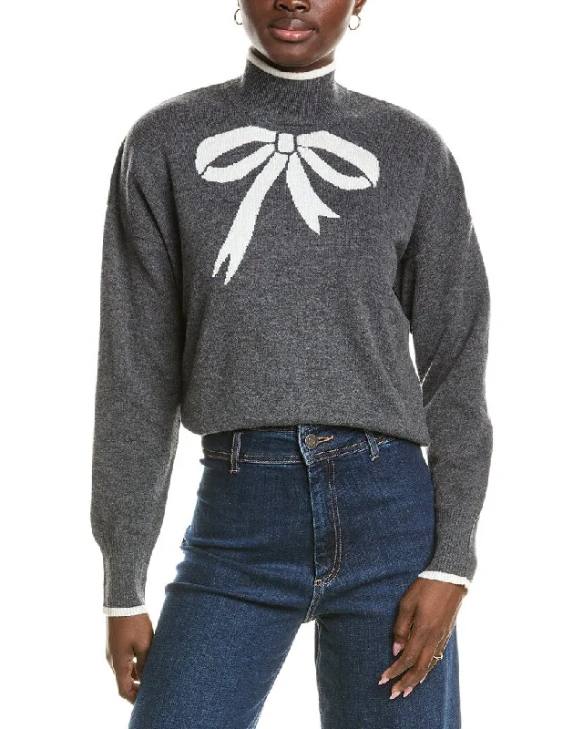 Brodie Cashmere Wool & Cashmere-Blend Lurex Bow Mock Neck Jumper