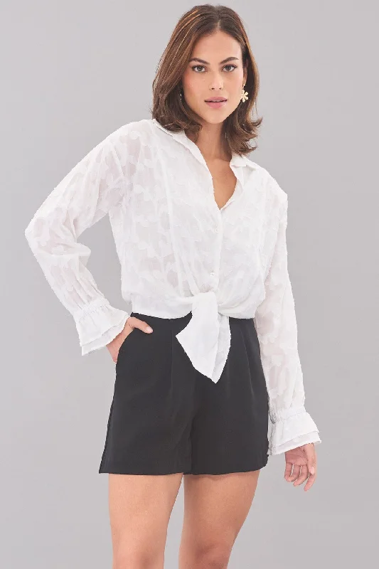 Flower Tie Front Shirt