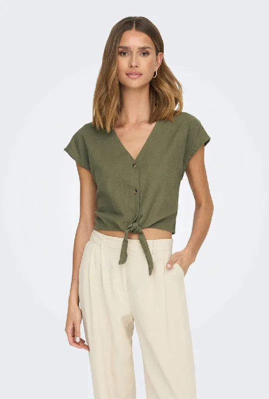 JDY SAY SS LINEN KNOT SHIRT