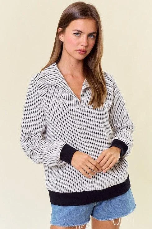 Talia Two Tone Collared Sweatshirt - 2 Colors!