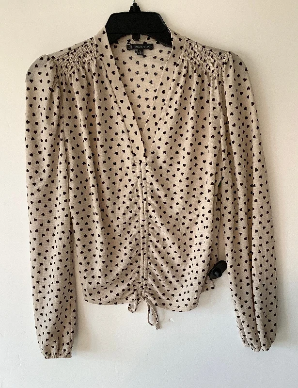 Top Long Sleeve By Adrianna Papell In Beige, Size: M