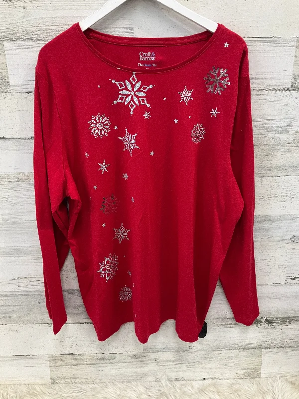 Top Long Sleeve By Croft And Barrow In Red, Size: 2x