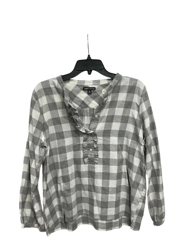 Top Long Sleeve By J. Crew In Plaid Pattern, Size: M