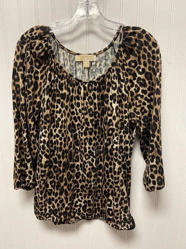 Top Long Sleeve By Michael By Michael Kors In Leopard Print, Size: S