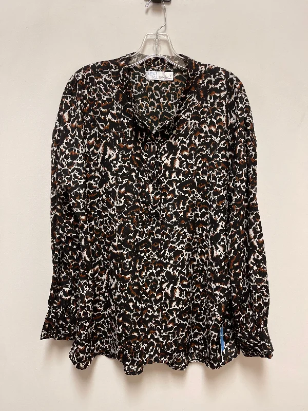 Top Long Sleeve By Time And Tru In Animal Print, Size: L