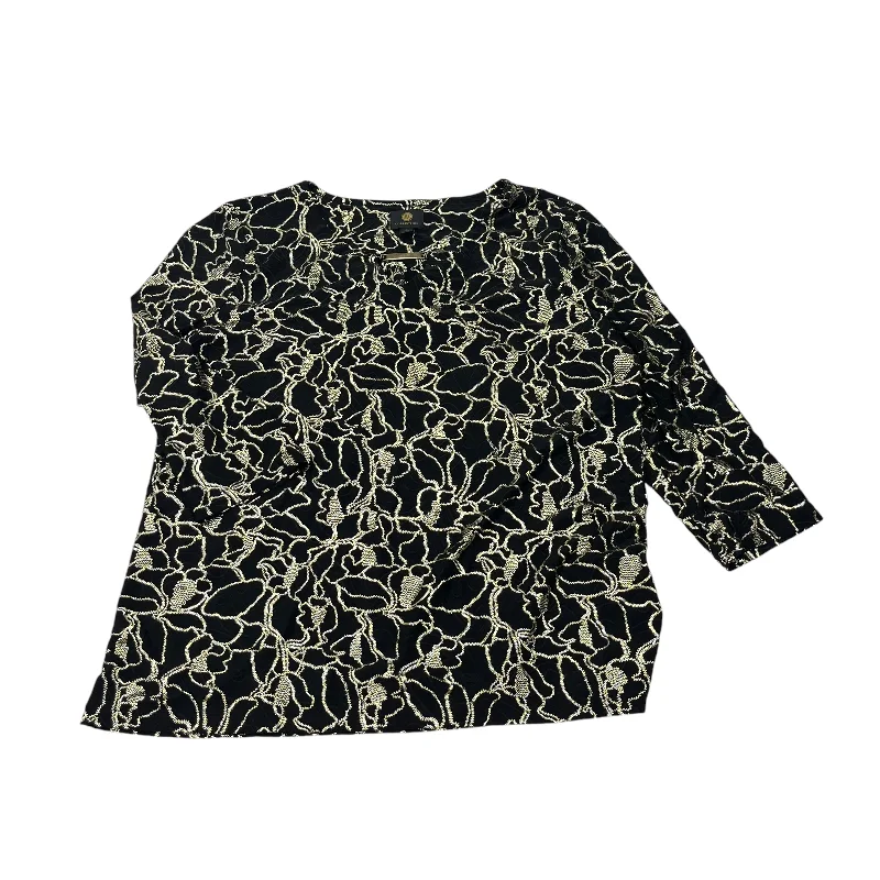 BLACK & GOLD TOP 3/4 SLEEVE by CLOTHES MENTOR Size:L