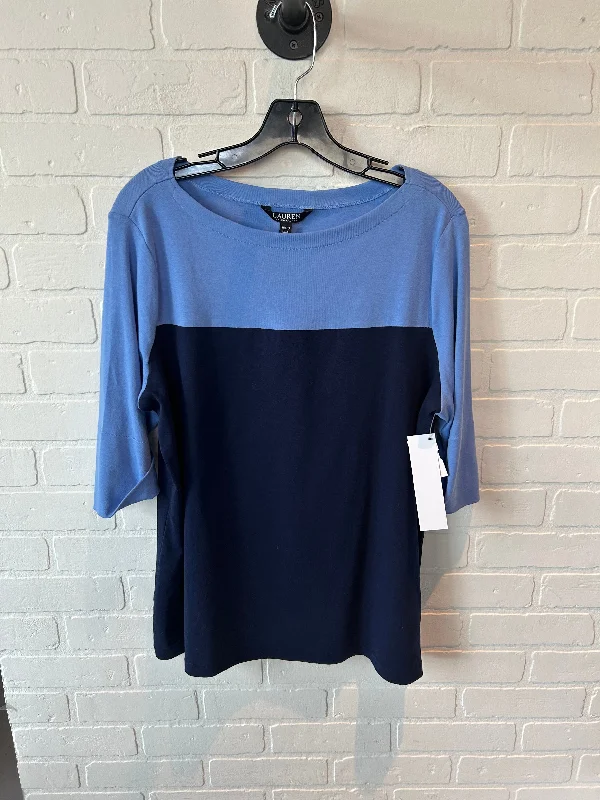 Top 3/4 Sleeve By Lauren By Ralph Lauren In Blue, Size: 1x